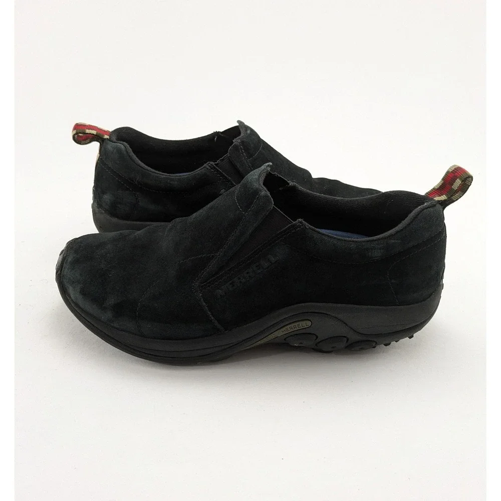 Mens Merrell Jungle Moc Slip-On Midnight Black Leather Shoes J63815W Size 9.5